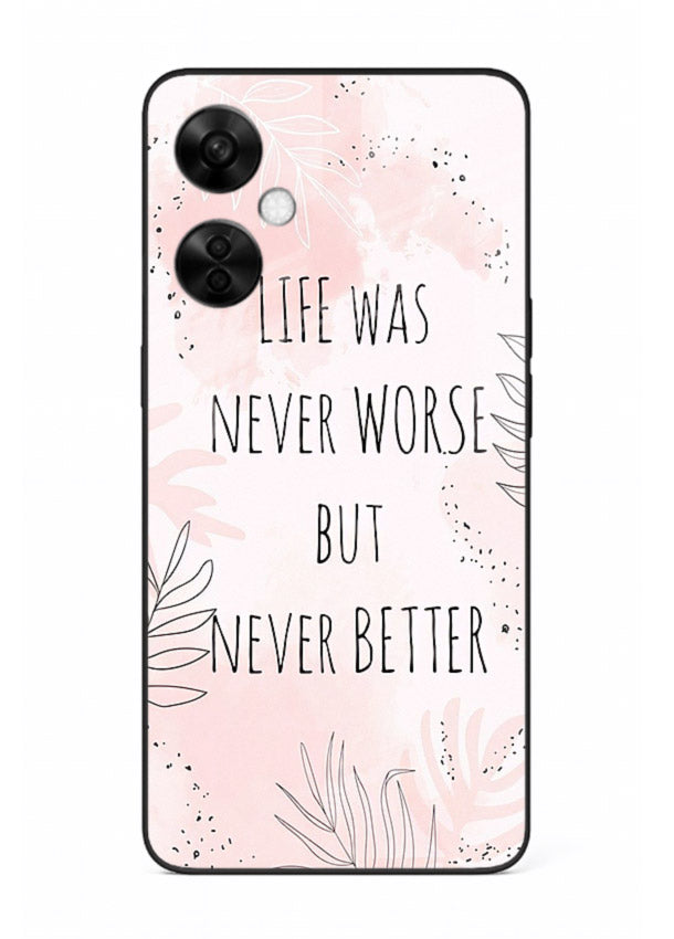 Healing pink quote artwork printed on OnePlus Nord CE3 Lite glass back cover with comforting tones.