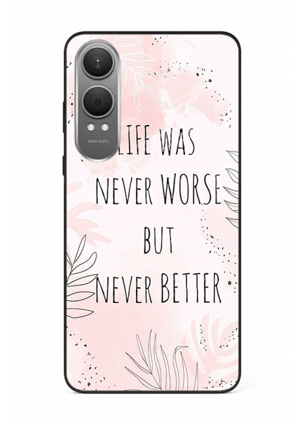 Healing pink quote artwork printed on OnePlus Nord CE4 Lite glass back cover with comforting tones.