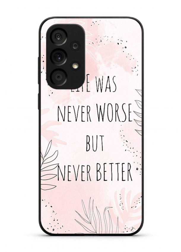 Healing pink quote artwork printed on Samsung A23 5G glass back cover with comforting tones.