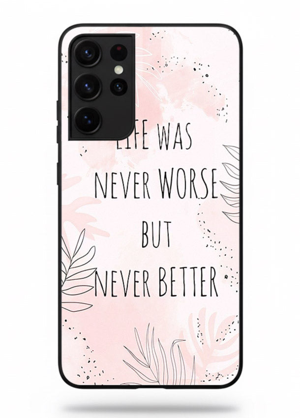Healing pink quote artwork printed on Samsung S21 Ultra glass back cover with comforting tones.