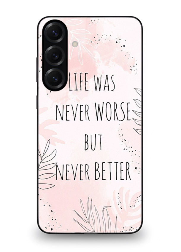 Healing pink quote artwork printed on Samsung A35 5G glass back cover with comforting tones.