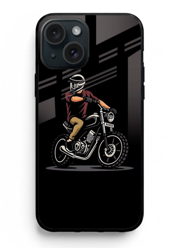 Night Rider Biker urban artwork iphone 14 plus glass back cover