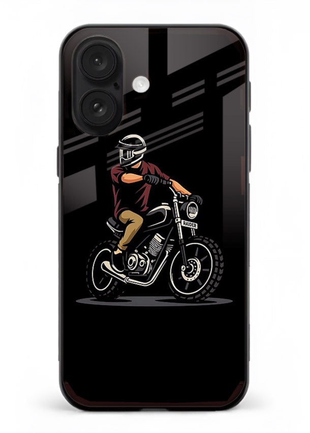 Night Rider Biker urban artwork iphone 17 glass back cover
