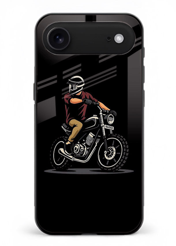 Night Rider Biker urban artwork iphone 17 air glass back cover