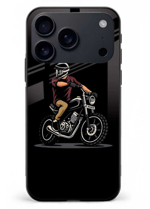 Night Rider Biker urban artwork iphone 18 pro max glass back cover