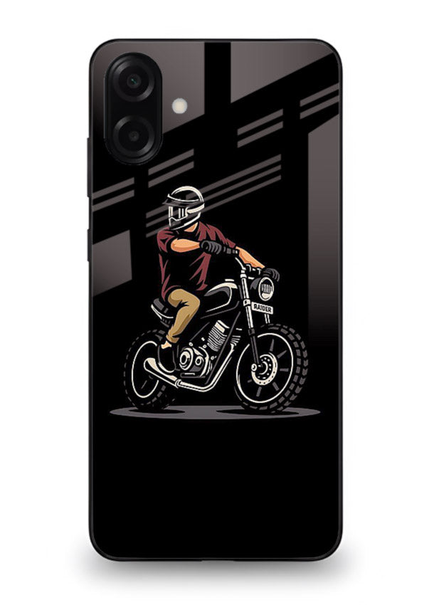 Night Rider Biker urban artwork Samsung A07 4G glass back cover