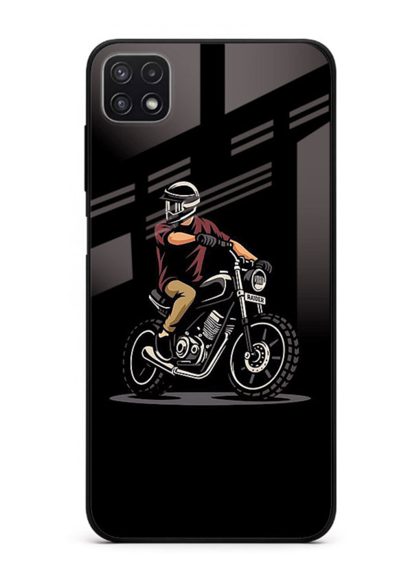 Night Rider Biker urban artwork Samsung F42 5G glass back cover