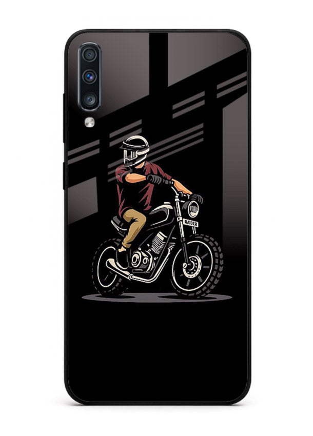 Night Rider Biker urban artwork Samsung A50 glass back cover