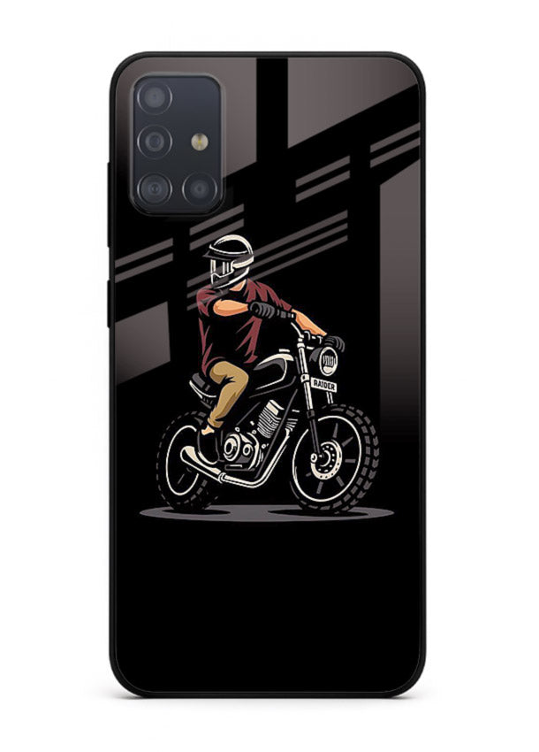 Night Rider Biker urban artwork Samsung A51 glass back cover