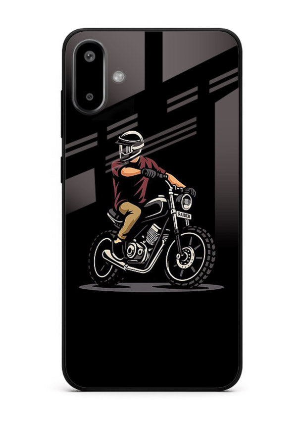 Night Rider Biker urban artwork Samsung F06 5G glass back cover