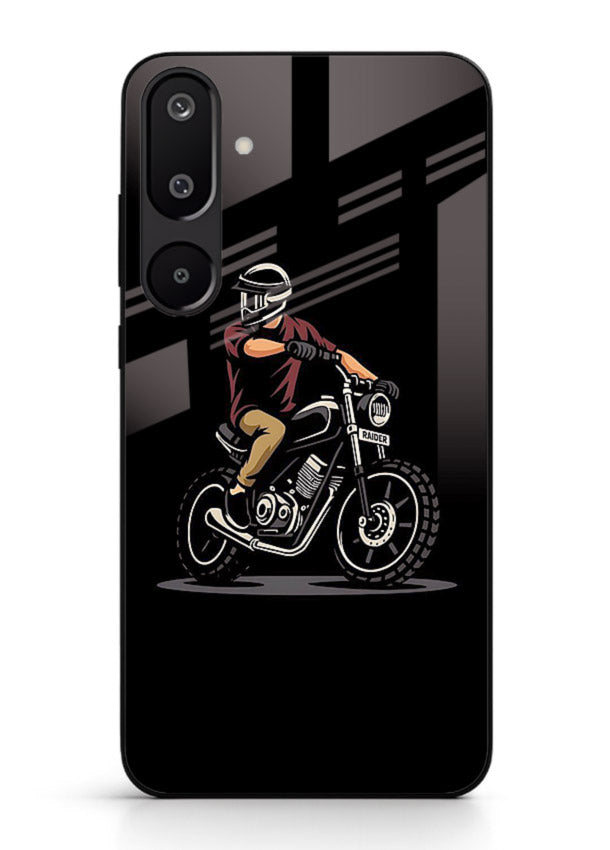 Night Rider Biker urban artwork Samsung M16 5G glass back cover