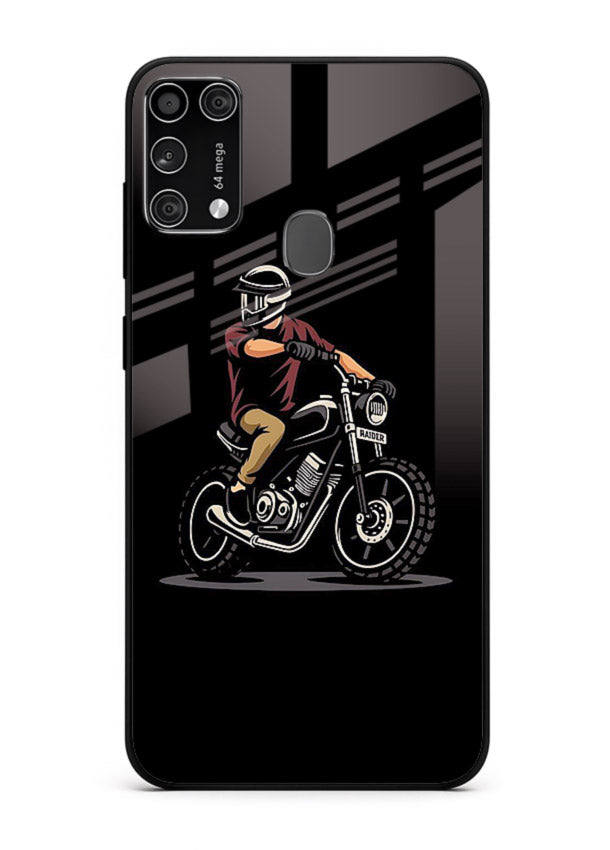 Night Rider Biker urban artwork Samsung M31 Prime glass back cover