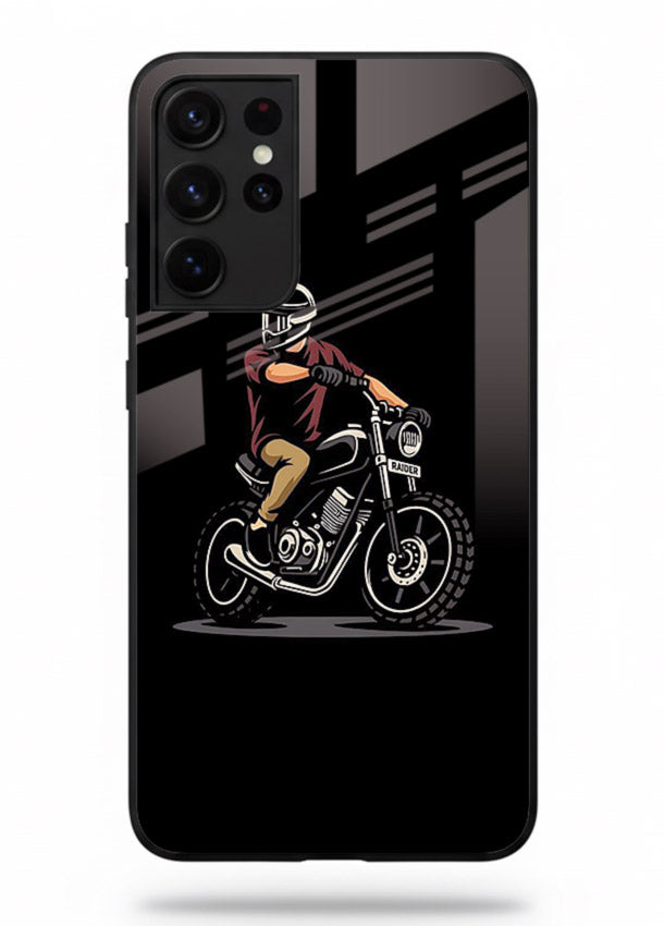 Night Rider Biker urban artwork Samsung S21 Ultra glass back cover