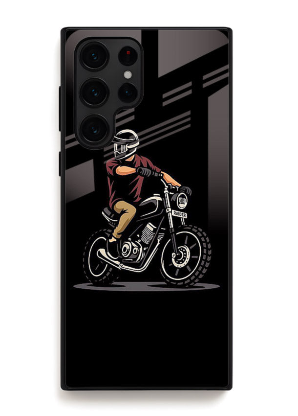 Night Rider Biker urban artwork Samsung S23 Ultra glass back cover