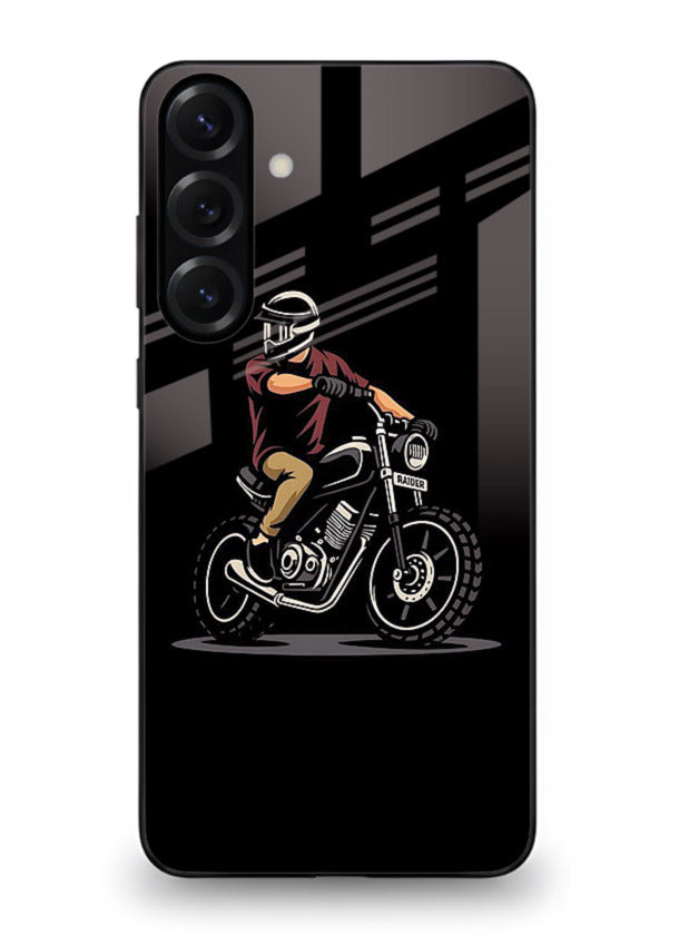 Night Rider Biker urban artwork Samsung M35 5G glass back cover