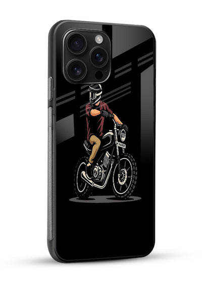 Night Rider Biker urban artwork glossy vibrant premium glass back cover - Angle Side