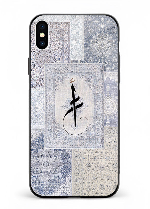 Blue minimal calligraphy artwork printed on premium tempered glass iPhone XS Max back cover