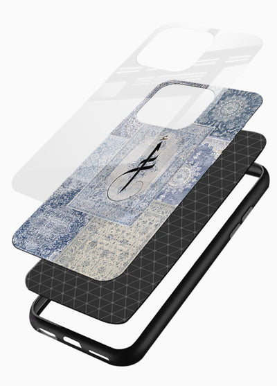 Blue minimal calligraphy artwork printed on premium tempered glass phone back cover - 3