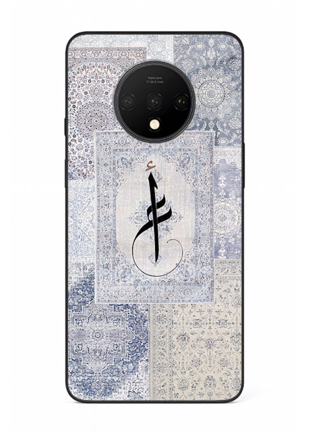Blue minimal calligraphy artwork printed on premium tempered glass OnePlus 7T back cover