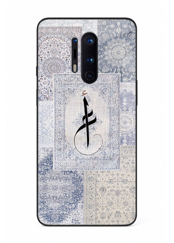 Blue minimal calligraphy artwork printed on premium tempered glass OnePlus 8 Pro back cover