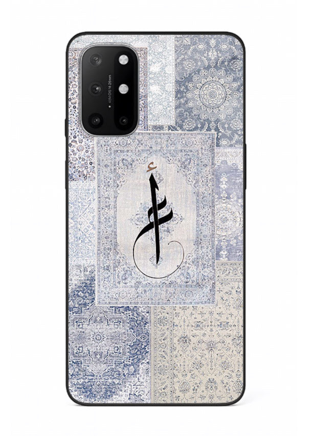 Blue minimal calligraphy artwork printed on premium tempered glass OnePlus 8T back cover