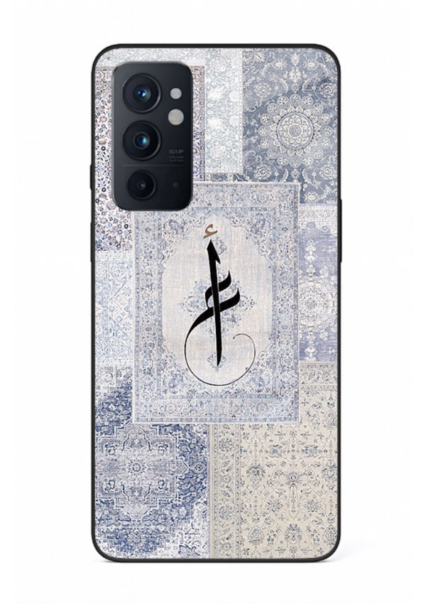 Blue minimal calligraphy artwork printed on premium tempered glass OnePlus 9RT back cover