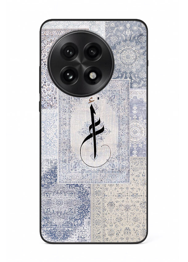 Blue minimal calligraphy artwork printed on premium tempered glass OnePlus 13 back cover