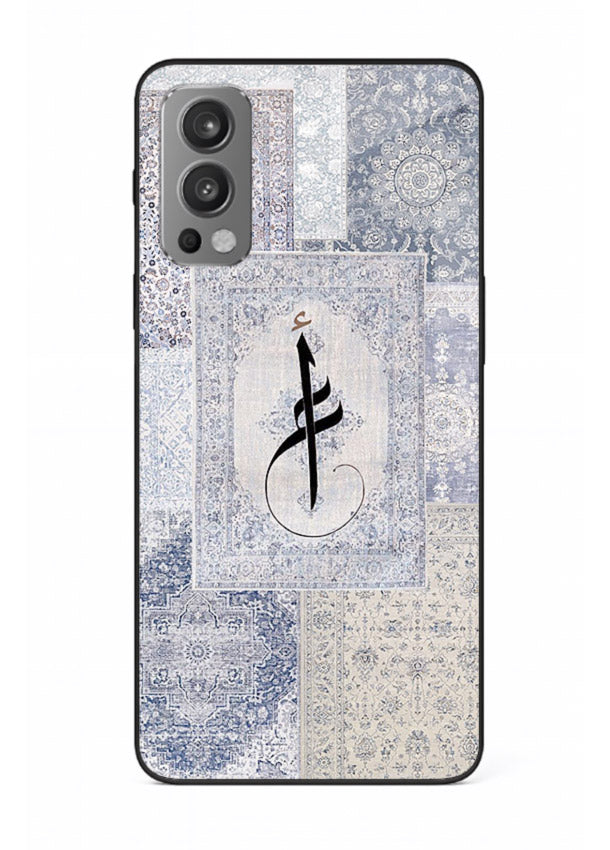 Blue minimal calligraphy artwork printed on premium tempered glass OnePlus Nord 2 back cover