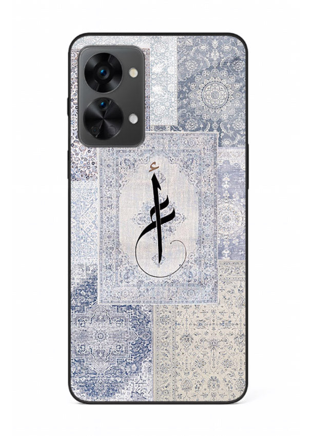 Blue minimal calligraphy artwork printed on premium tempered glass OnePlus Nord 2T back cover