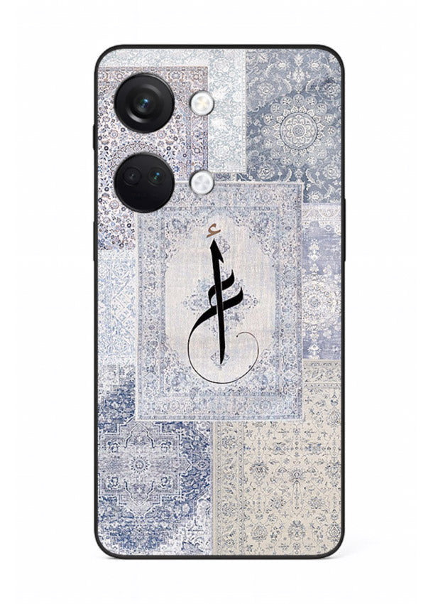 Blue minimal calligraphy artwork printed on premium tempered glass OnePlus Nord 3 back cover