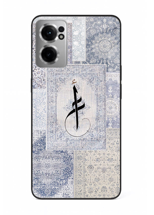 Blue minimal calligraphy artwork printed on premium tempered glass OnePlus Nord CE2 5G back cover