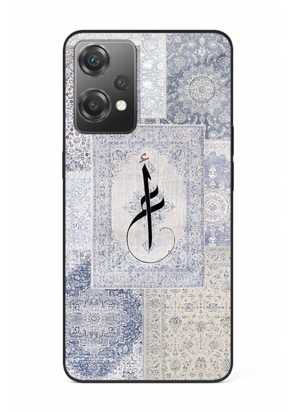 Blue minimal calligraphy artwork printed on premium tempered glass OnePlus Nord CE2 Lite 5G back cover