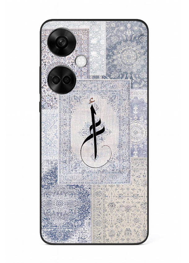 Blue minimal calligraphy artwork printed on premium tempered glass OnePlus Nord CE3 back cover