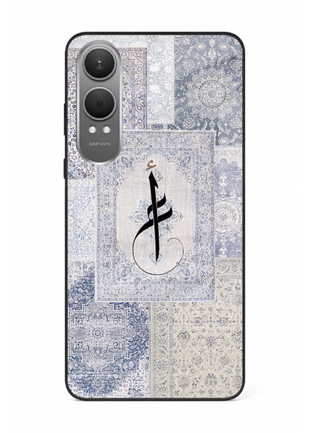 Blue minimal calligraphy artwork printed on premium tempered glass OnePlus Nord CE4 Lite back cover
