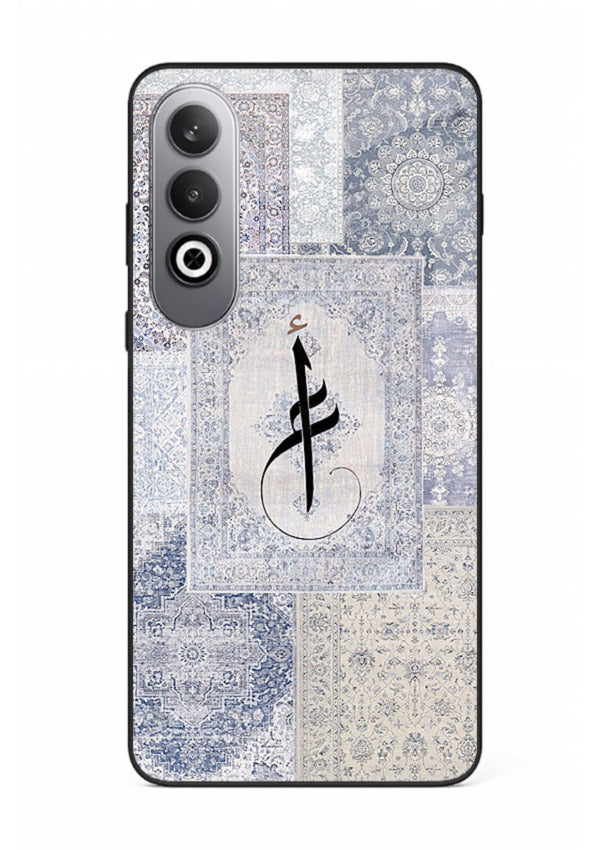 Blue minimal calligraphy artwork printed on premium tempered glass OnePlus Nord CE4 back cover