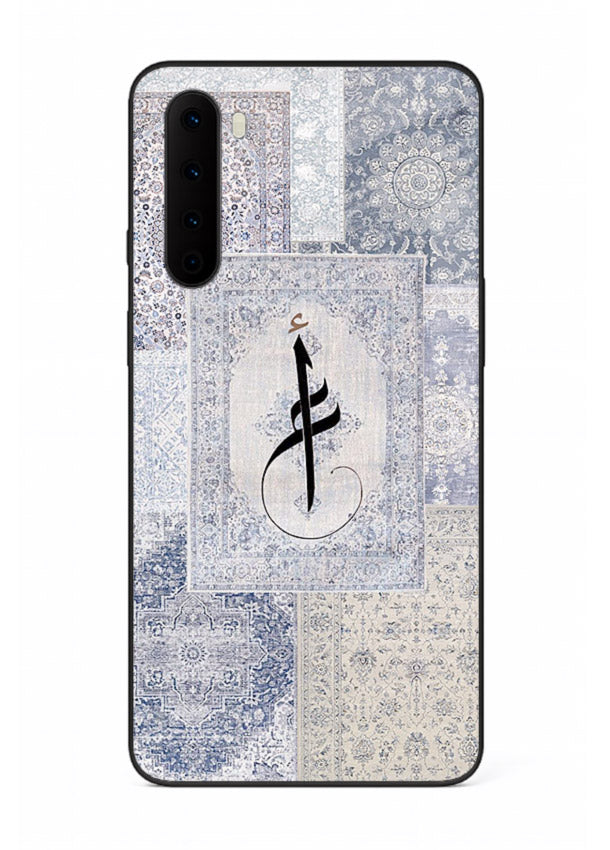 Blue minimal calligraphy artwork printed on premium tempered glass OnePlus Nord back cover