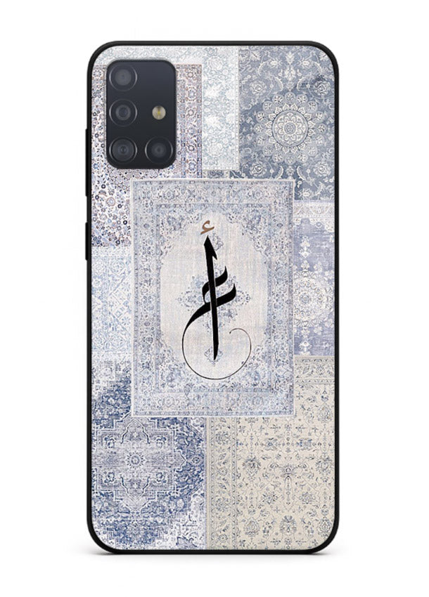 Blue minimal calligraphy artwork printed on premium tempered glass Samsung A71 back cover