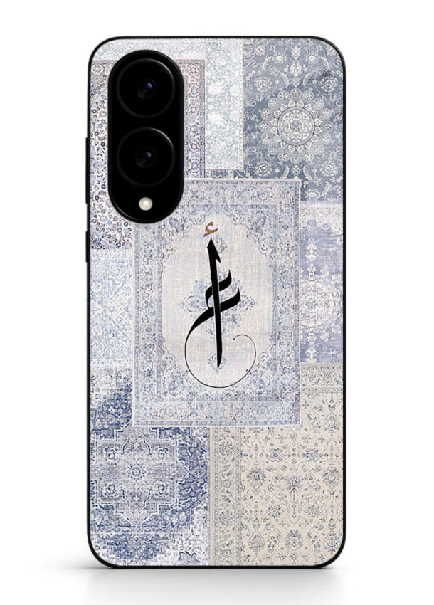 Blue minimal calligraphy artwork printed on premium tempered glass Samsung S25 Edge back cover
