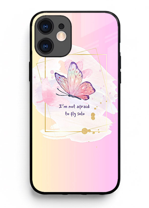 Pastel wing artwork printed on iphone 12 glass back cover with dreamy gradients.