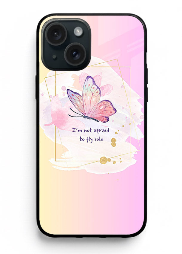 Pastel wing artwork printed on iphone 13 mini glass back cover with dreamy gradients.