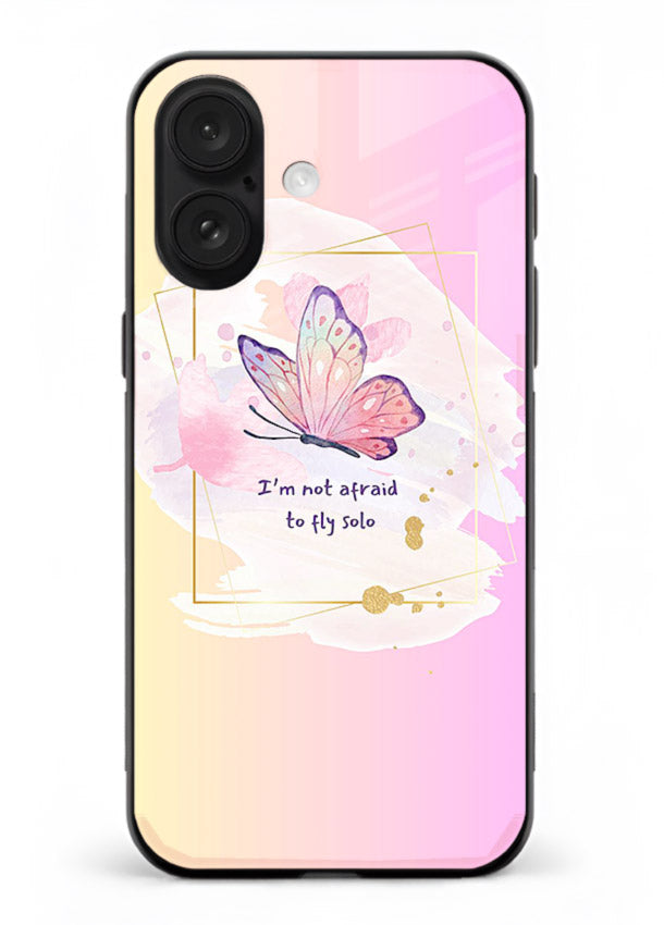 Pastel wing artwork printed on iphone 18 glass back cover with dreamy gradients.