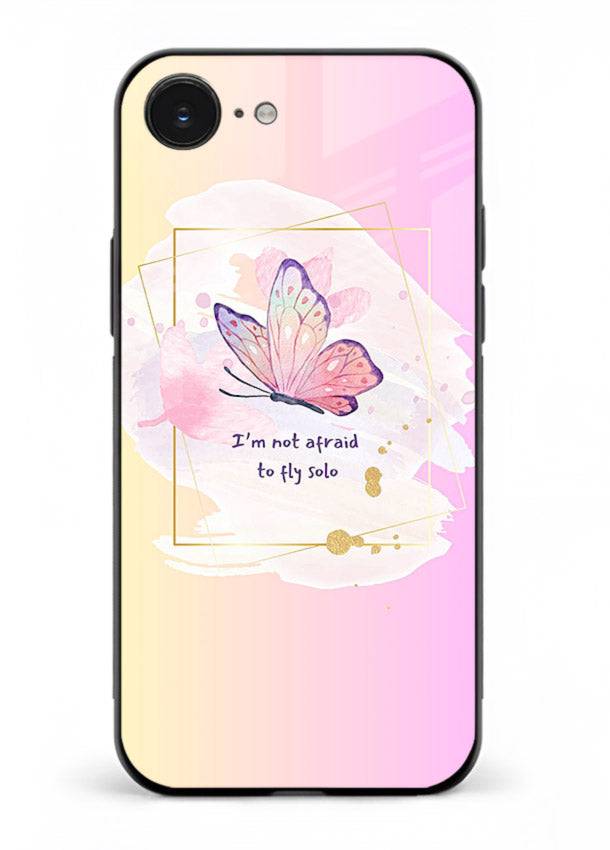 Pastel wing artwork printed on iphone 16e glass back cover with dreamy gradients.