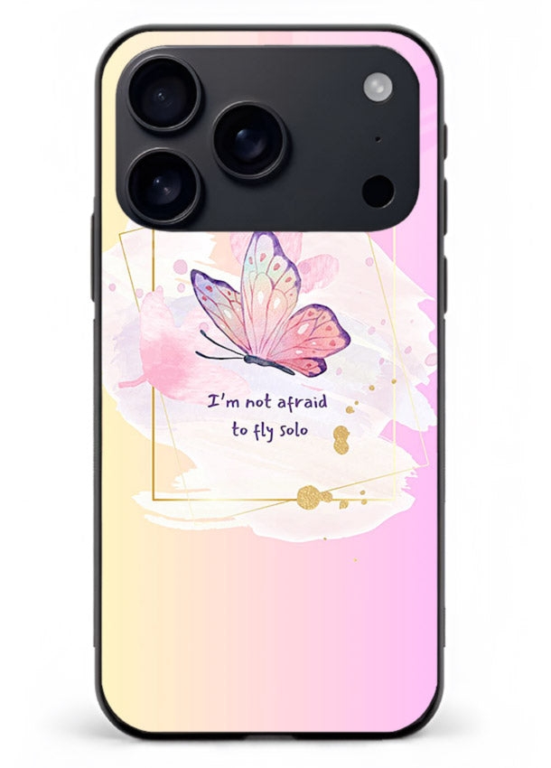 Pastel wing artwork printed on iphone 17 pro max glass back cover with dreamy gradients.