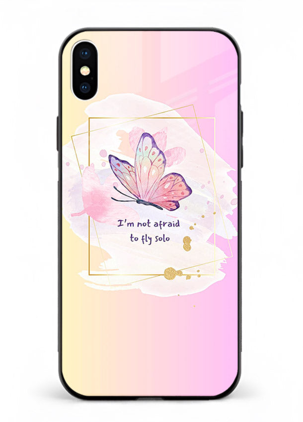Pastel wing artwork printed on iphone xs max glass back cover with dreamy gradients.