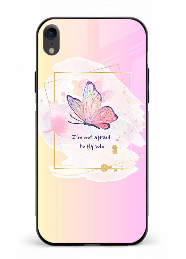Pastel wing artwork printed on iphone xr glass back cover with dreamy gradients.