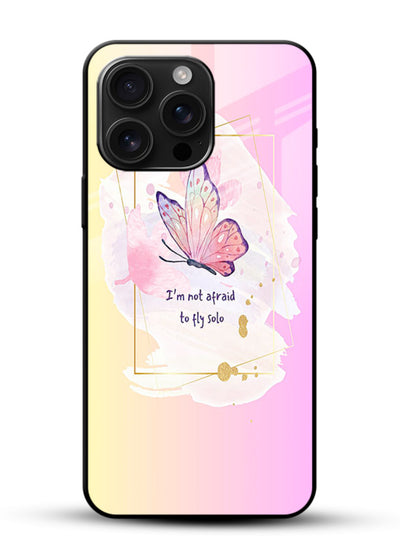 Pastel wing artwork printed on glossy vibrant premium glass back cover with dreamy gradients. - Angle Front