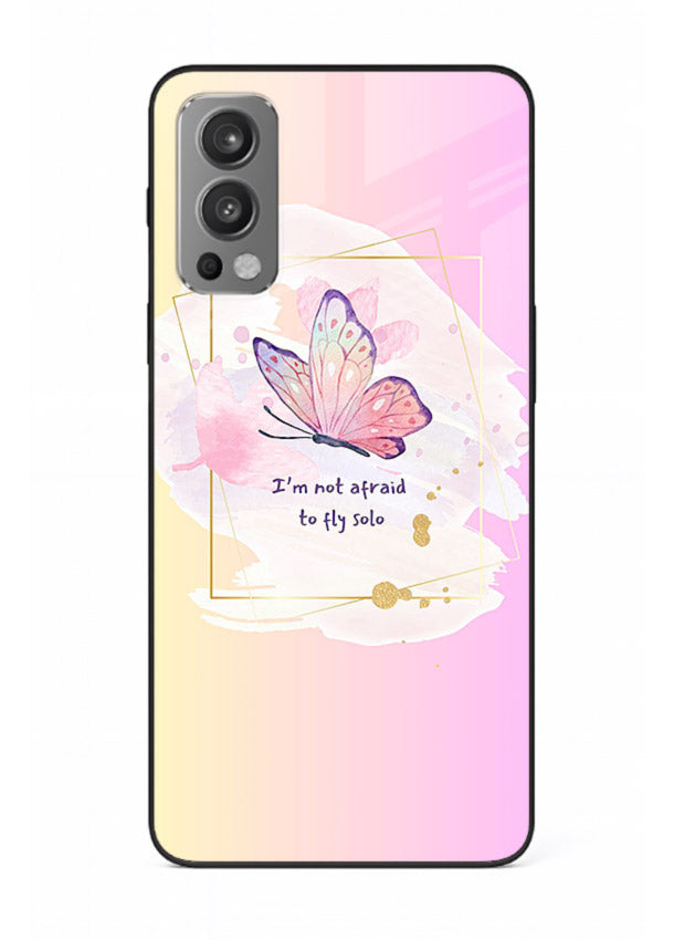 Pastel wing artwork printed on OnePlus Nord 2 glass back cover with dreamy gradients.