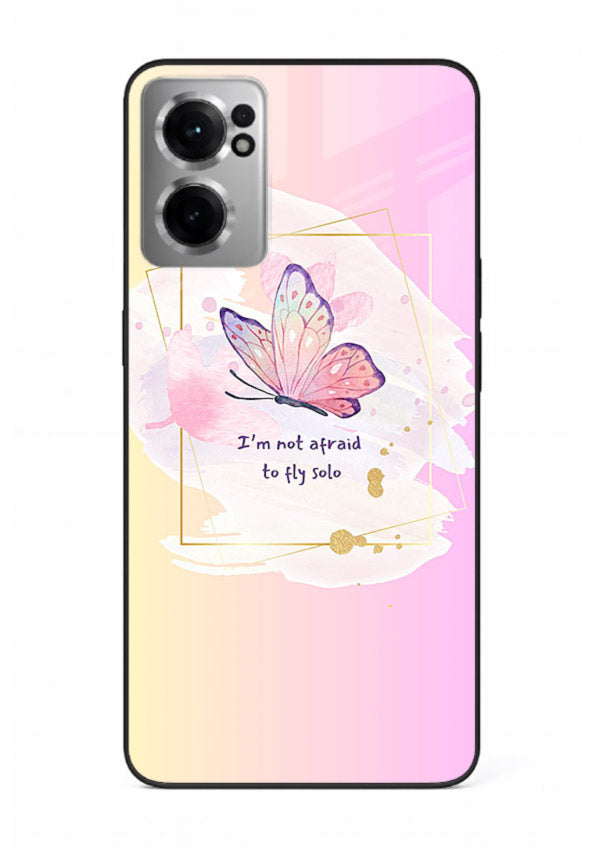 Pastel wing artwork printed on OnePlus Nord CE2 5G glass back cover with dreamy gradients.