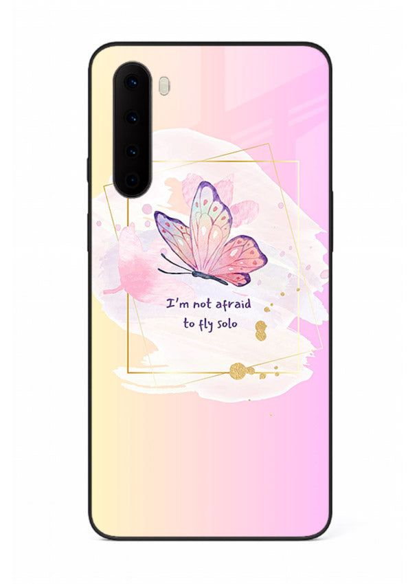 Pastel wing artwork printed on OnePlus Nord glass back cover with dreamy gradients.