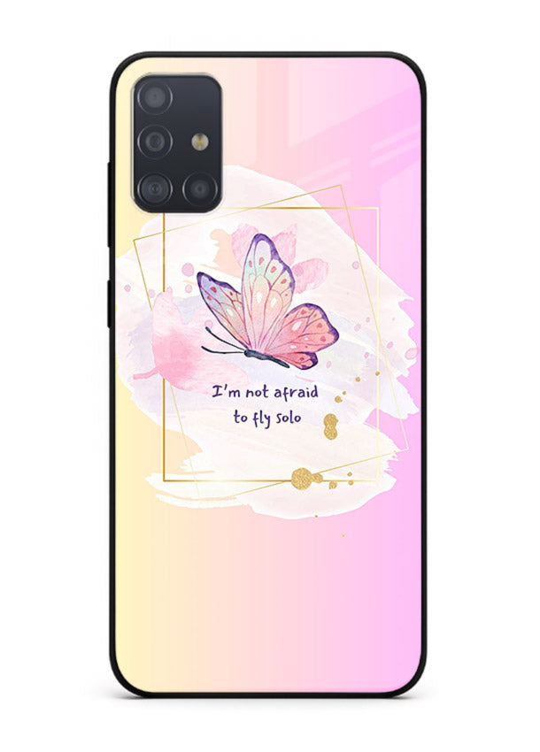 Pastel wing artwork printed on Samsung A71 glass back cover with dreamy gradients.